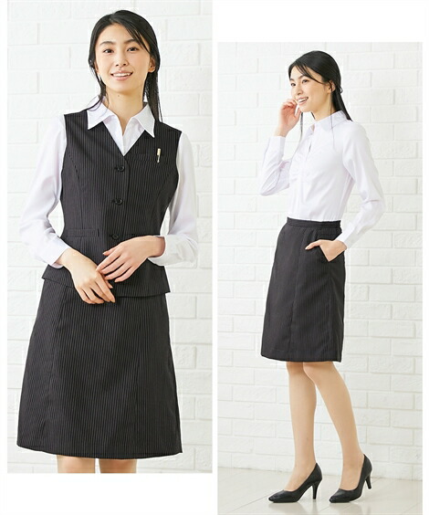 事務服スカート・スカートスーツ|【事務服】ベストスーツ(ベスト+フレアスカート)(はっ水・消臭テープ付)_ニッセン_nissen