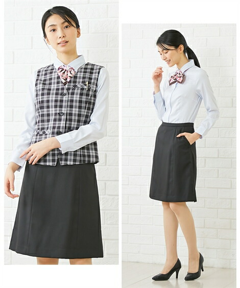 事務服スカート・スカートスーツ|【事務服】ベストスーツ(ベスト+フレアスカート)(はっ水・消臭テープ付)_ニッセン_nissen