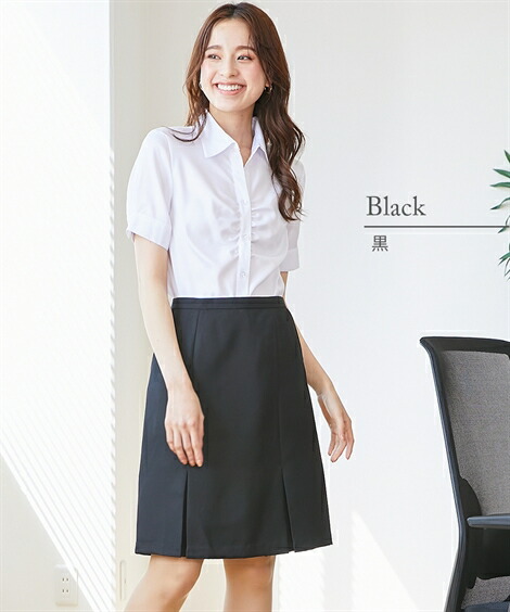 事務服スカート・スカートスーツ|【事務服】洗濯機で洗える_裾タックプリーツスカート(55cm丈)(はっ水・消臭テープ付)(上下別売り)_ニッセン_nissen