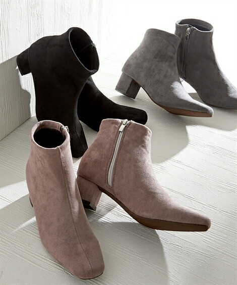 1197円 爆買い ショートブーツ レディース センターシーム デザイン ストレッチ オーク グレー ブラック 22 0 22 5 23 0 23 5 24 24 5cm 靴 シューズ ニッセン Nissen