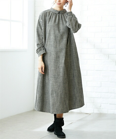 ワンピース 大きいサイズ Way起毛リネンコットンストライプワンピース Otonasmile ニッセン Nissen Lojascarrossel Com Br