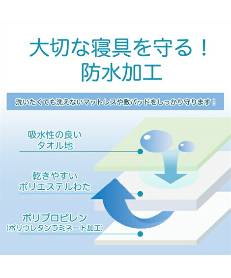 おねしょシーツ・防水シーツ|【ファミリーサイズ】洗える防水/綿100%タオル地敷きパッド_ニッセン_nissen