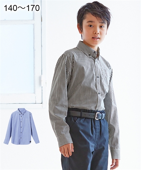 シャツ キッズ 男の子 卒業 ギンガムチェック 子供服 ジュニア服 黒 紺 身長170cm ニッセン Nissen 通販