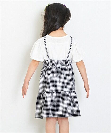 サロペット・ジャンパースカート|2点セット(Tシャツ+チェック柄ジャンスカ)(女の子_子供服・ジュニア服)_ニッセン_nissen