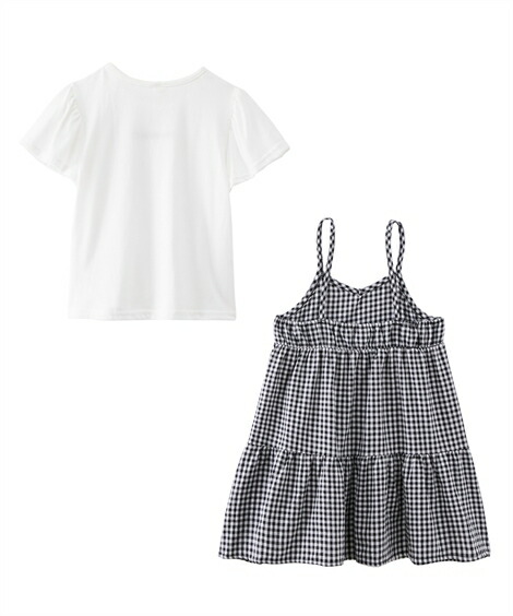 サロペット・ジャンパースカート|2点セット(Tシャツ+チェック柄ジャンスカ)(女の子_子供服・ジュニア服)_ニッセン_nissen