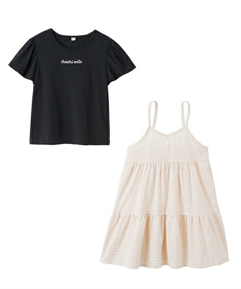 サロペット・ジャンパースカート|2点セット(Tシャツ+チェック柄ジャンスカ)(女の子_子供服・ジュニア服)_ニッセン_nissen