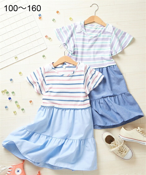 身長 140 150 160 Cm ワンピース キッズ 女の子 ボーダーふらし 未使用 子供服 身長140 ジュニア服 ドッキング サックス ニッセン ブルー 160cm Nissen