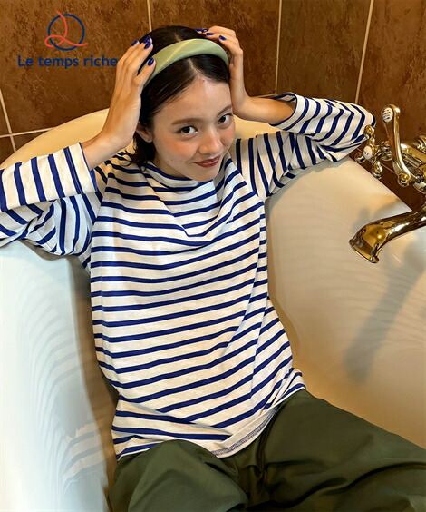 Tシャツ カットソー レディース フレンチバスク シャツ Le temps riche エクリュ×ブルー エクリュ×マリン エクリュ×レッド M L ニッセン nissen