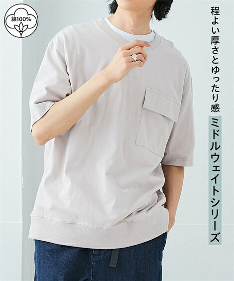 楽天市場】Tシャツ カットソー メンズ リブ付ミドルウェイト 綿