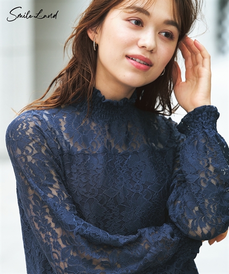 Tシャツ カットソー 大きいサイズ レディース 袖 レース デザイン プルオーバー 8L/10L ニッセン nissen zzy4324a0158_l_a001.jpg