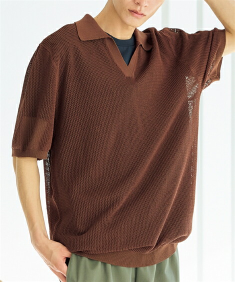 【ebure】メッシュ ポロシャツ 五分丈 zzy4524c0219_l_a001.jpg