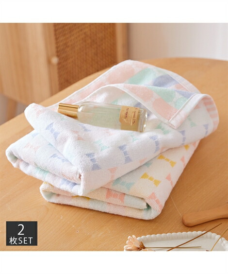 楽天市場】バスタオル ミニバスタオル 綿100％ 無撚糸 猫ドット