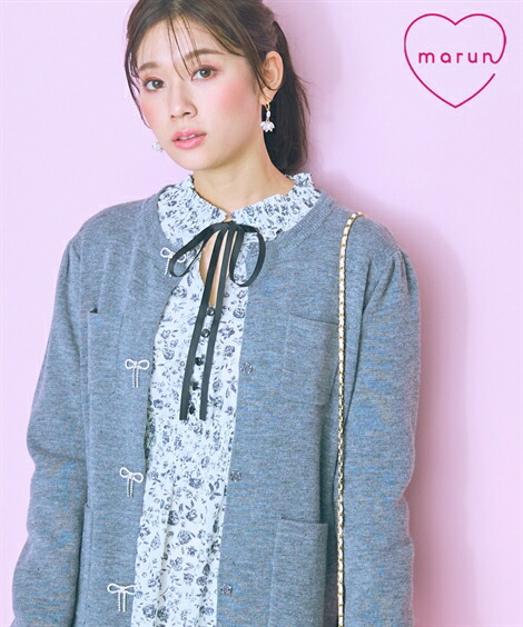 楽天市場】カーディガン レディース ハート柄編モール marun 羽織り