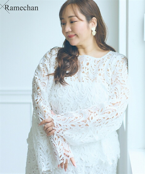【店内全品対象★15%OFFクーポン配布中★4/10 23:59まで】トップス シャツ ブラウス レディース らめちゃんコラボ 3way リーフモチーフ 春 秋 ブラック/ホワイト ニッセン nissen