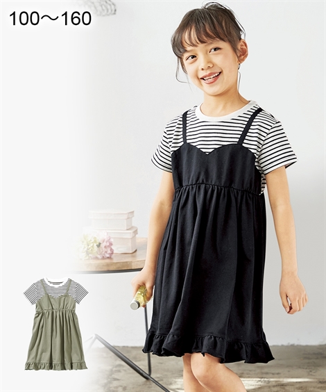 楽天市場 夏セール ワンピース 重ね着風シフォンドッキングワンピース 女の子 子供服 ジュニア服 ニッセン Nissen Quntstyle By Nissen