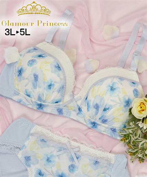 楽天市場 ブラジャー 3l 5l 大きいサイズ グラマープリンセス 水彩フラワー ノンワイヤー ブラジャー ニッセン Nissen かわいい Doris Mieux By Nissen