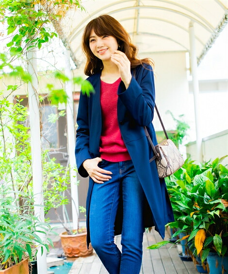 楽天市場 15日は ポイント5倍 アウター コート レディース S Ll 送料無料 洗える ノーカラー カットソー ジャージー しわになりにくい ニッセン O0 7days Life Styling By Nissen