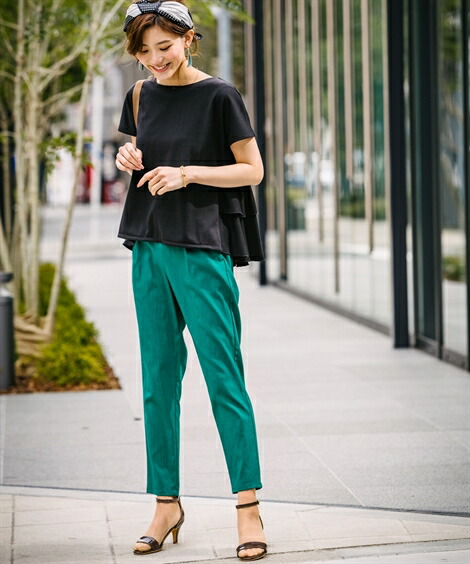 楽天市場 パンツ レディース テーパードパンツ 夏 S Ll 洗える ひんやり ベルト付 9分丈 ニッセン Pt0 7days Life Styling By Nissen