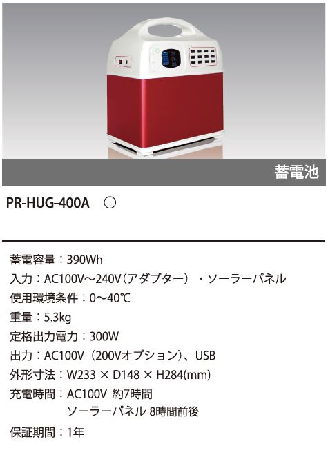 ポータブルリチウムイオンバッテリー 120,000mAh PR-HUG400A PRIMESTAR ...