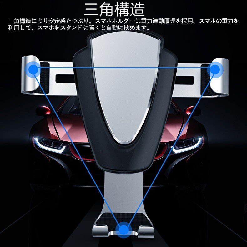 楽天市場 スマートフォン用車載ホルダー オートホールド式 車 スマホホルダー エアコン吹き出し口取り付け 多伸縮アーム 重力で自動調節 Nissin Lux