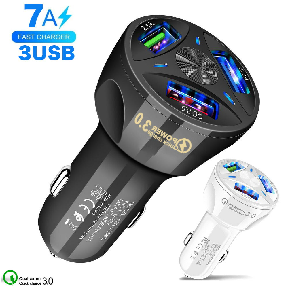 シガーソケット 4ポートUSB 4ポート 12v 15A 35W LEDライト付きシガーソケット1,880円 カーチャージャー24v スマホ 充電器  小型 急速QC3.0対応 急速充電 携帯 車 最大55％オフ！ 急速QC3.0対応