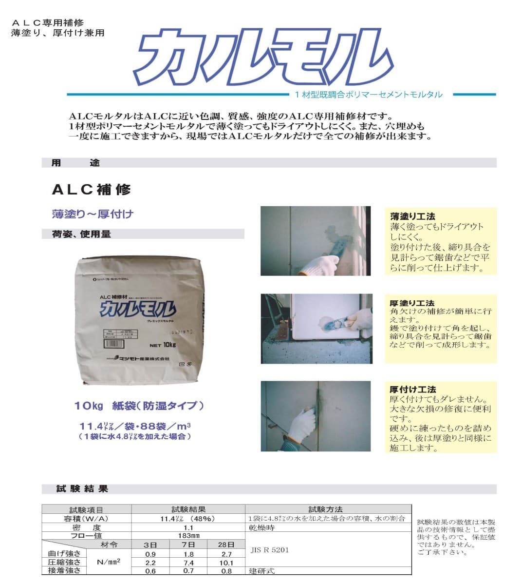 楽天市場 Alc専用補修カルモル 10kg 袋 マツモト産業 日曜左官エムケー工芸 楽天市場店