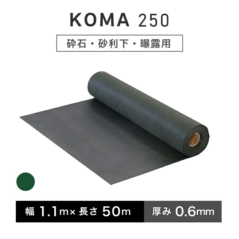 KOMA250 1.1ｍ×50ｍ／巻 グリーン 防草シート 雑草シート　小泉製麻株式会社 【個人宅配送不可】