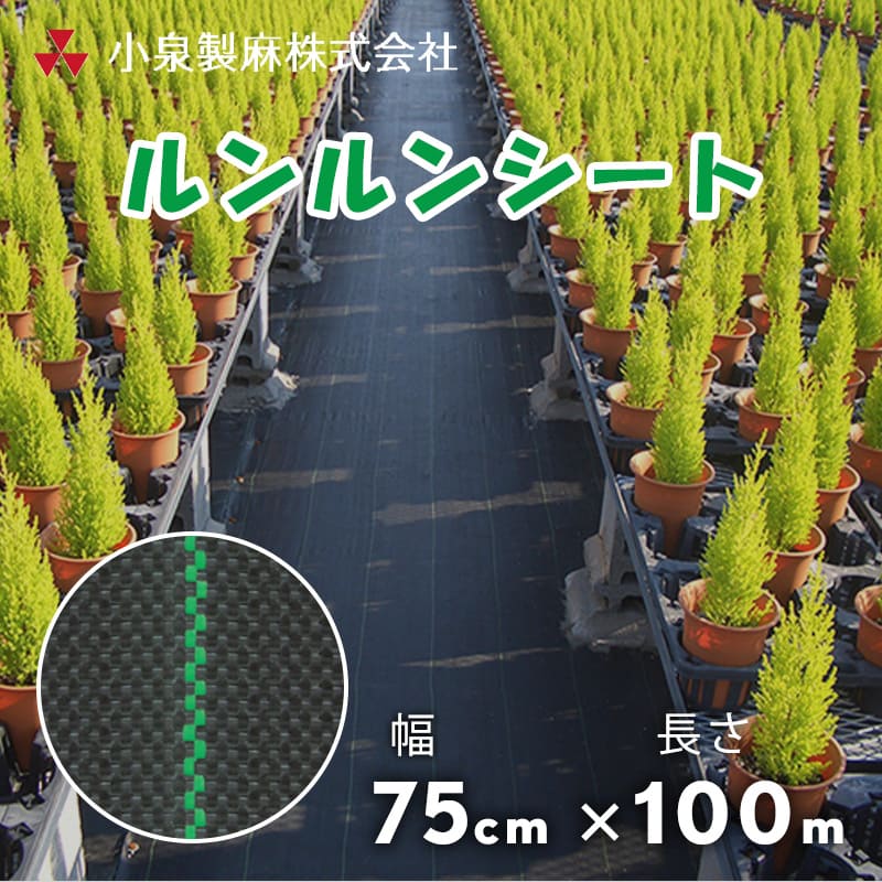 防草シート ルンルンシート 75cm×100m/巻 黒×黒 雑草 芝生 DIY 草 庭 雑草シート 小泉製麻株式会社 【個人宅配送不可】