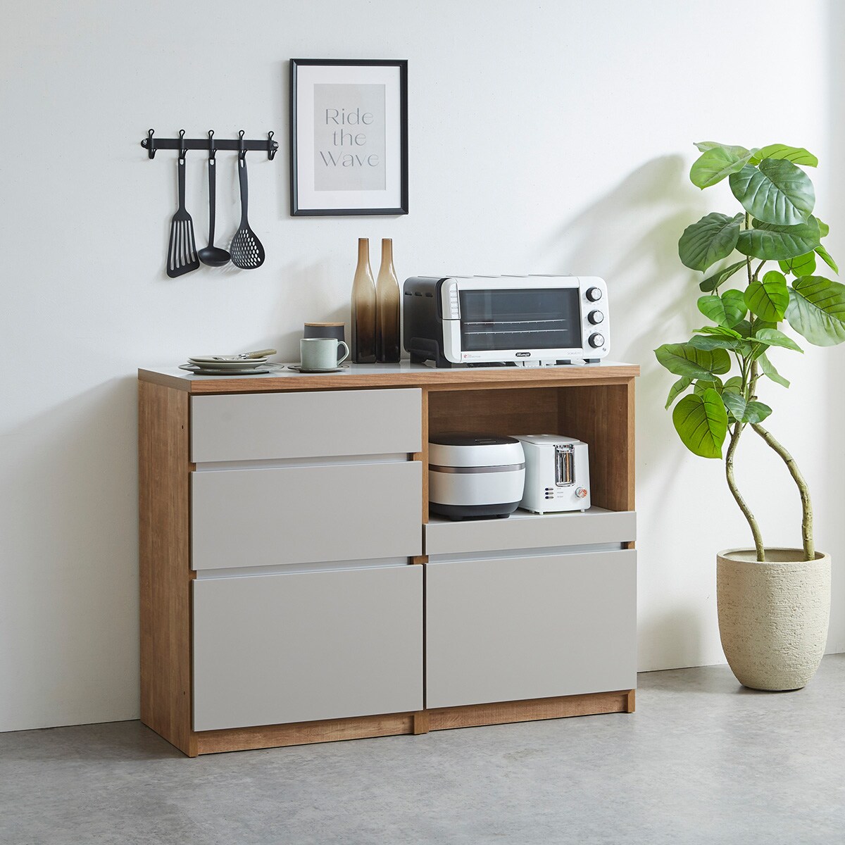 楽天市場】キッチン収納カウンター (幅60cm オープン GY) ニトリ