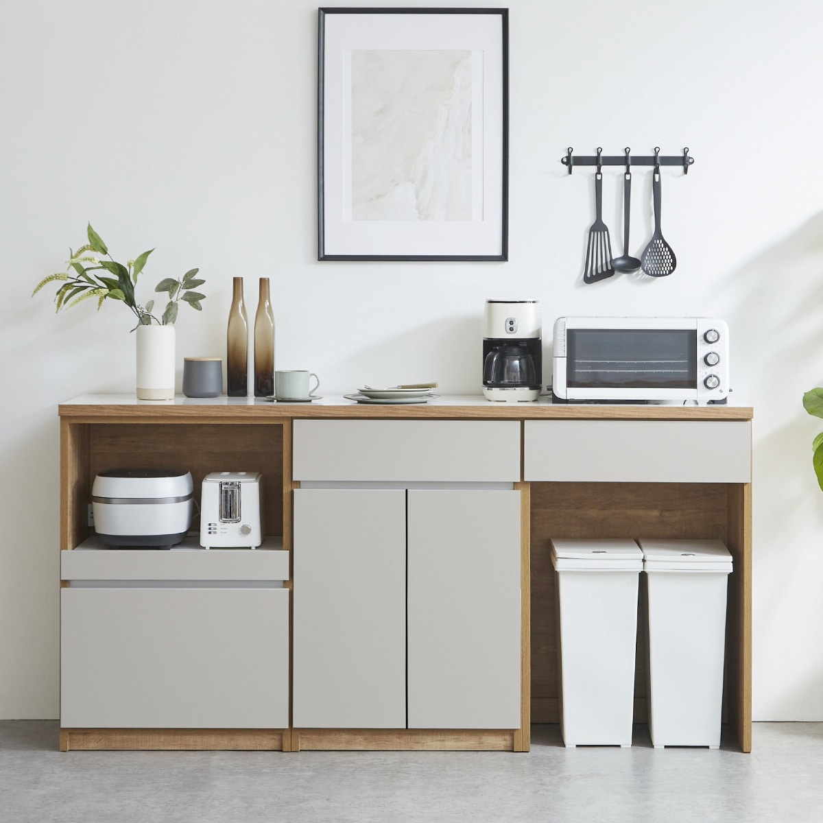 楽天市場】キッチン収納カウンター (幅60cm オープン GY) ニトリ