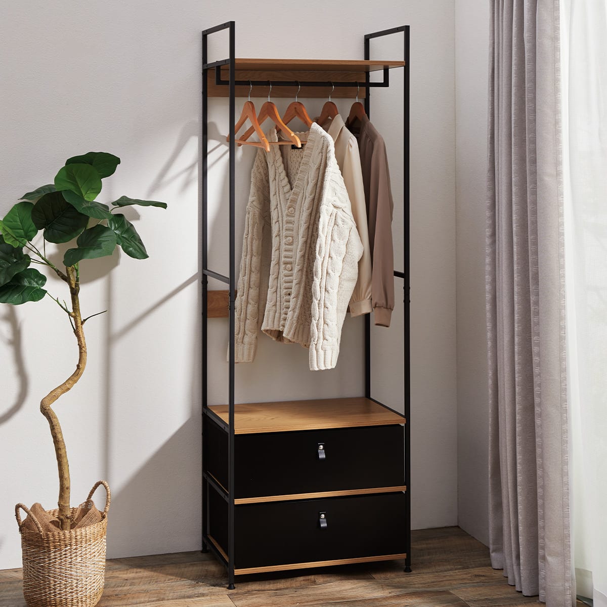 ハンガーラック(KP520 LBR/BK)　【玄関先迄納品】 ニトリ