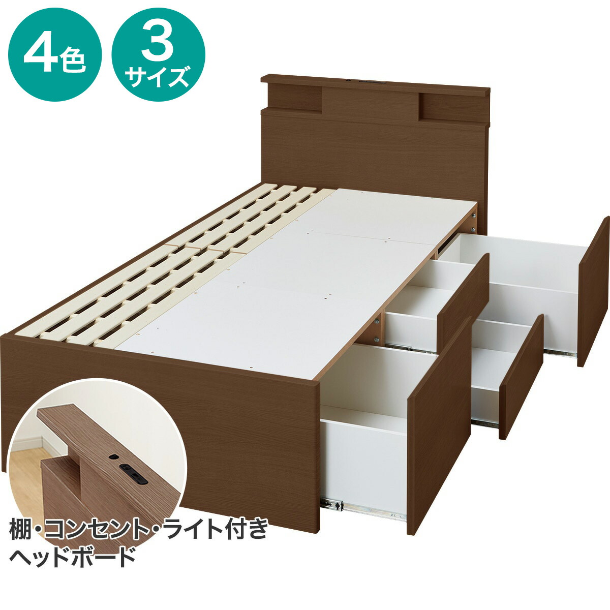 楽天市場】【大容量収納付き】すのこチェストベッドフレーム(N