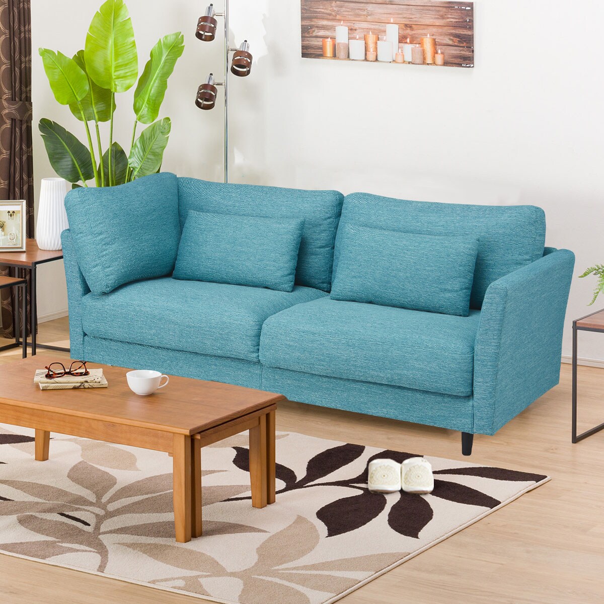 幅65cm]3人用布張り＋コーナークッションセット (CA10 DR-TBL) ニトリ