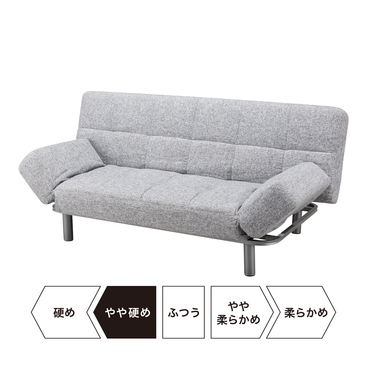 背もたれと肘掛けが動く ソファベッド (マークスAM GY) グレー