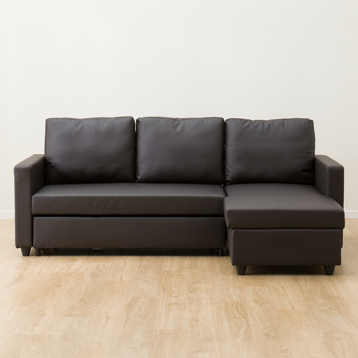 傷・汚れに強い合成皮革 カウチソファベッド (Nシールド