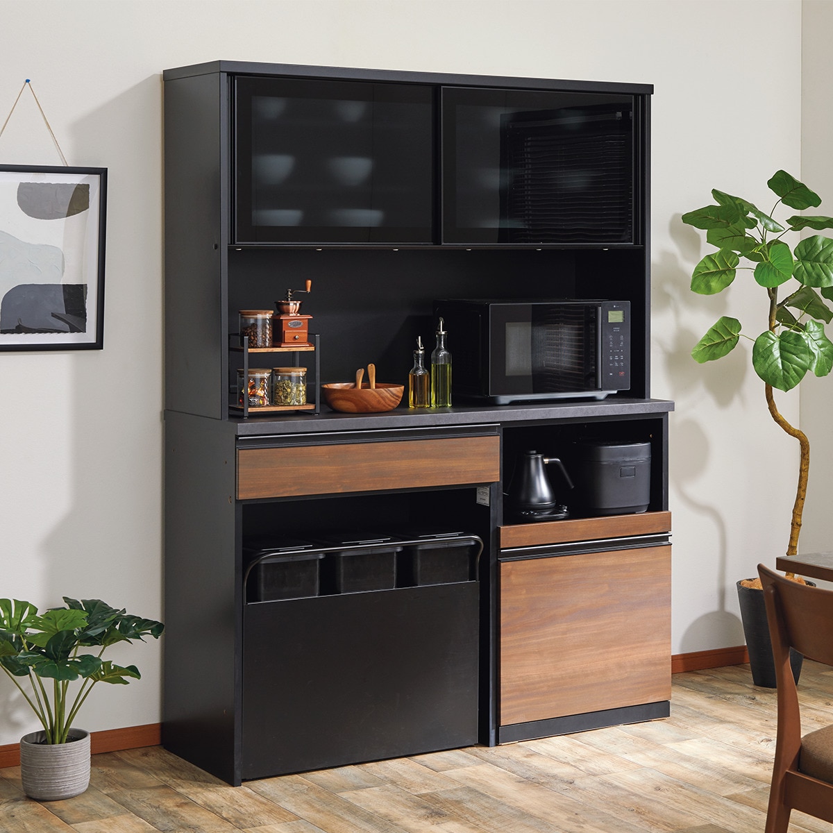 楽天市場】キッチンボード(リガーレ GL-140KB MBR/BK)【配送員設置商品