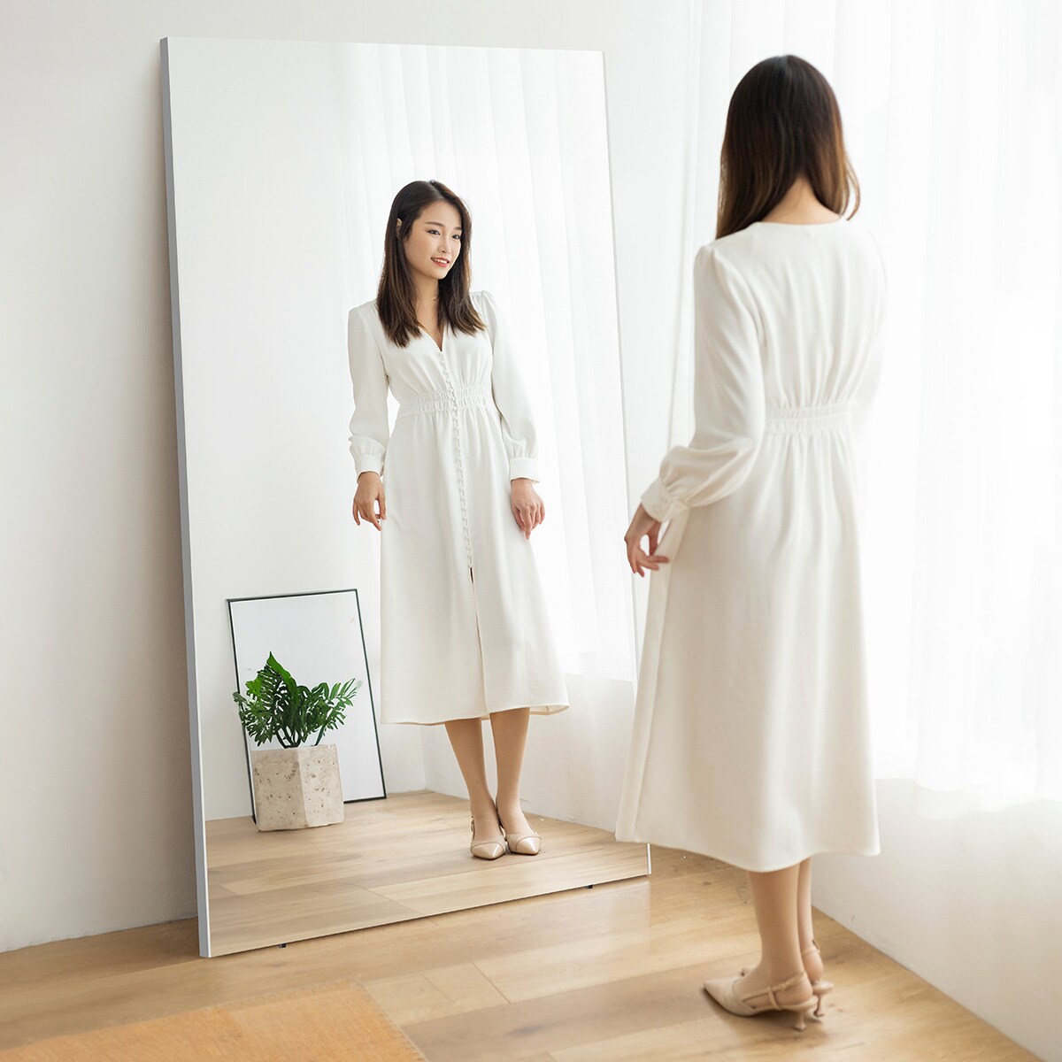 楽天市場】大型立掛けミラー(幅90×高さ180cm ホワイト) ニトリ 【配送