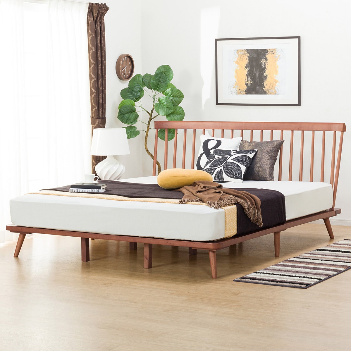 幅186.5cm] クイーンベッドフレーム(マラック2 MBR） クィーン ベッド
