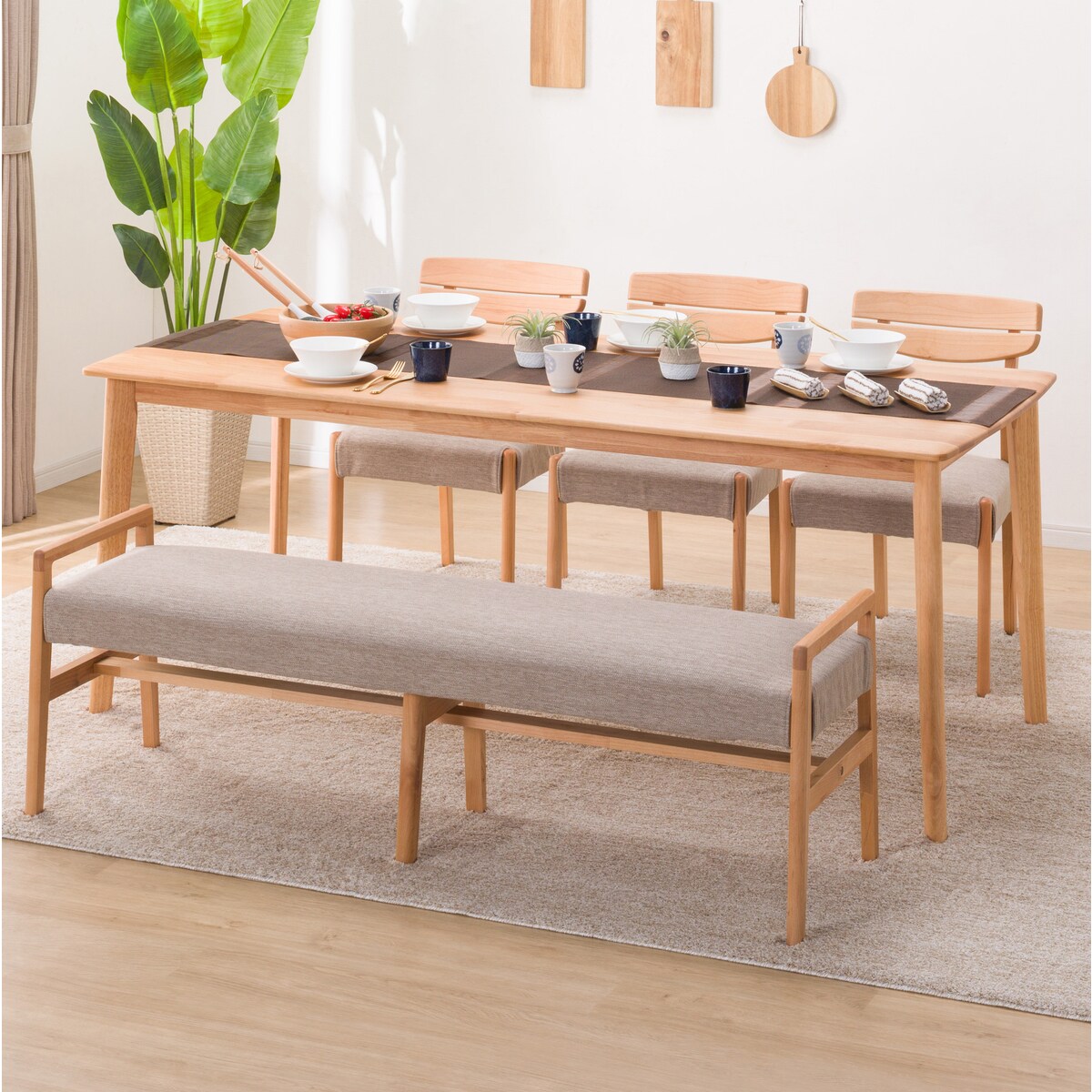 晩ご飯時刻表5点仕掛ける (DTアル茄子DF180LBR/ダイニングチェアアルナス/ベンチアルナスBE) 【送りとどける員とり備える商いもの】 【5年引き受ける】 ニトリ