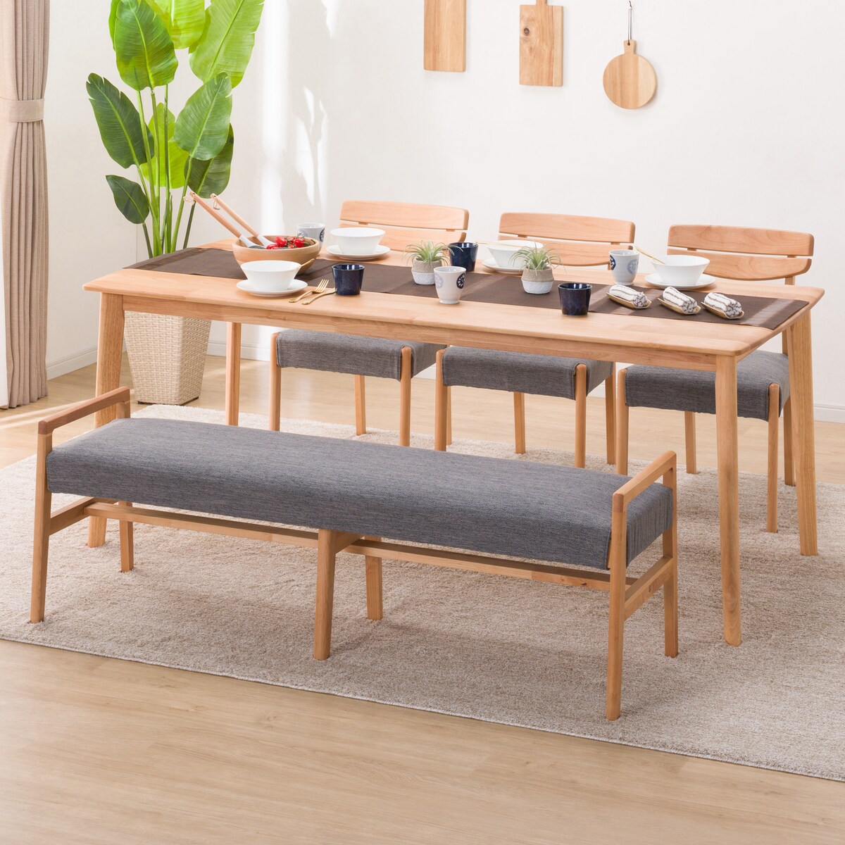 晩ご飯時刻表5点仕掛ける (DTアル茄子DF180LBR/ダイニングチェアアルナス/ベンチアルナスGY) 【送りとどける員とり備える商いもの】 【5年引き受ける】 ニトリ