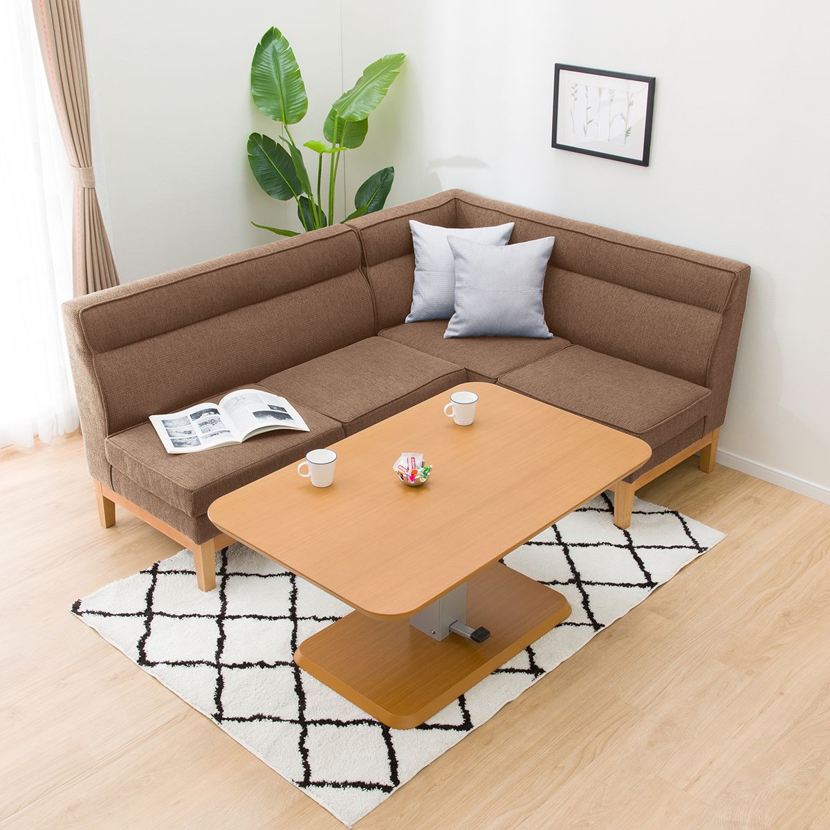 楽天市場 リビングダイニングテーブル3点セット コラボ1 チョイスハイbr カウチ ニトリ 配送員設置 5年保証 ニトリ