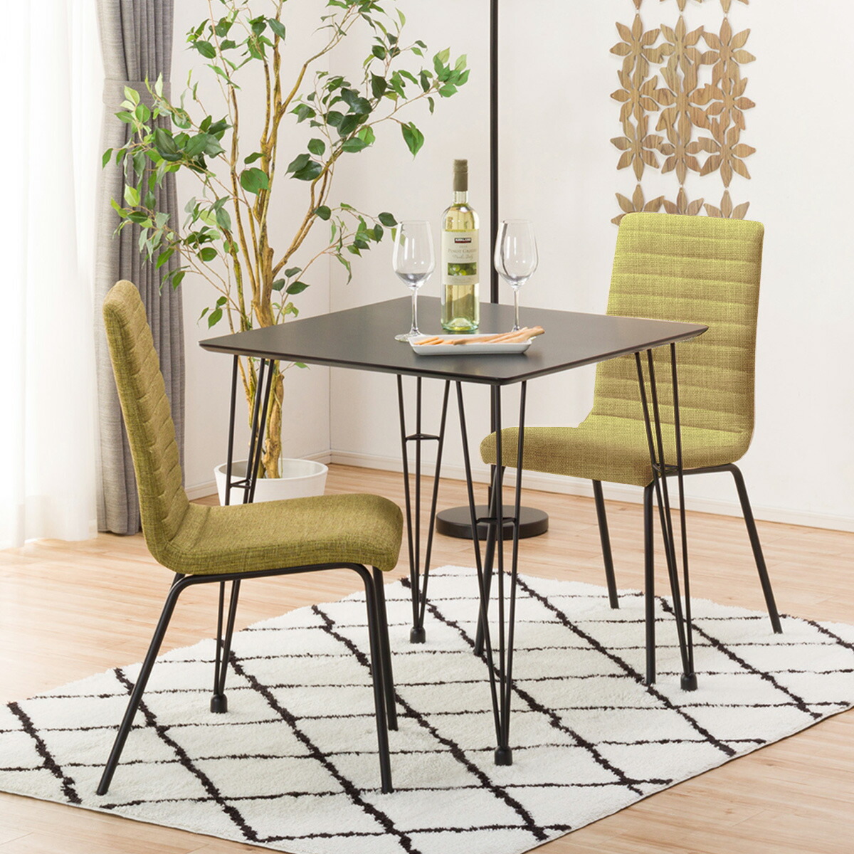 玄関先迄納品 幅70cm 幅70cm ニトリ ニトリ スマートな天板とスチール製のデザイン脚が都会的な印象のダイニングテーブルセットです ニトリ ダイニングテーブルセット Dtnクーボ70bk Dcnクーボ布gr 5年保証