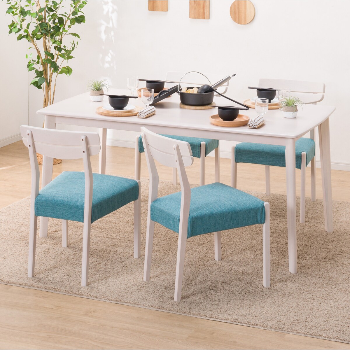 楽天市場】ダイニングテーブル5点セット (DTアルナスDF150WW