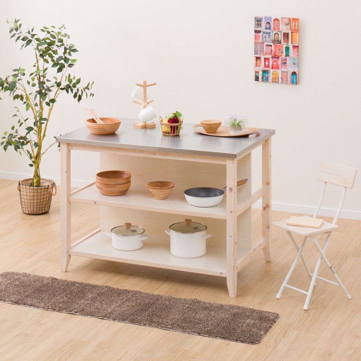 楽天市場 ワークテーブル シナモ178wh ステン ニトリ 配送員設置 5年保証 ニトリ