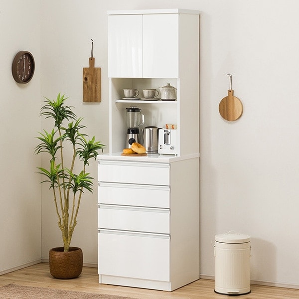 激安本物特価 ニトリ 食器棚 キッチンボード Wh 60qh Wh キッチンボード レジューム 幅60cm 60tf H インテリア 寝具 収納 ニトリ 配送員設置 上台は中身を隠してすっきり収納できる板扉仕様 下台は高機能レールを使用 5年保証 １着でもセール