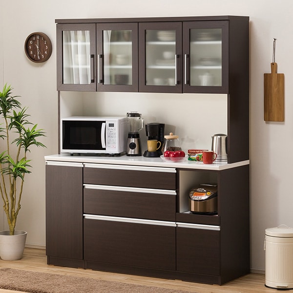 Dbr 150sl R Dbr Dbr ニトリ 幅150cm 上台は圧迫感の少なく中の物が出し入れしやすいガラス扉タイプ 下台はオーソドックスな引出し収納 150tg H 食器棚 レジューム 5年保証 インテリア 寝具 収納 配送員設置 配送員設置 5年保証 ニトリ