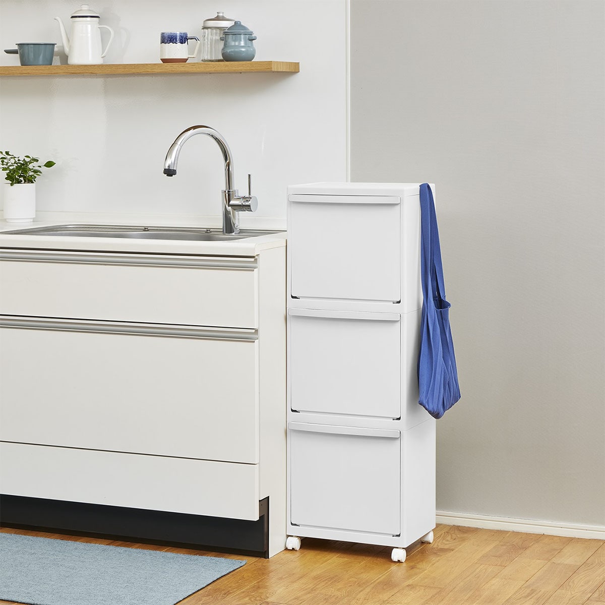 送料無料/アウトレット/新品★カントリー調★分別ダストボックス（3分別）ホワイト 楽天市場】フレンチカントリー3分別ダストボックス棚付き(25L×3