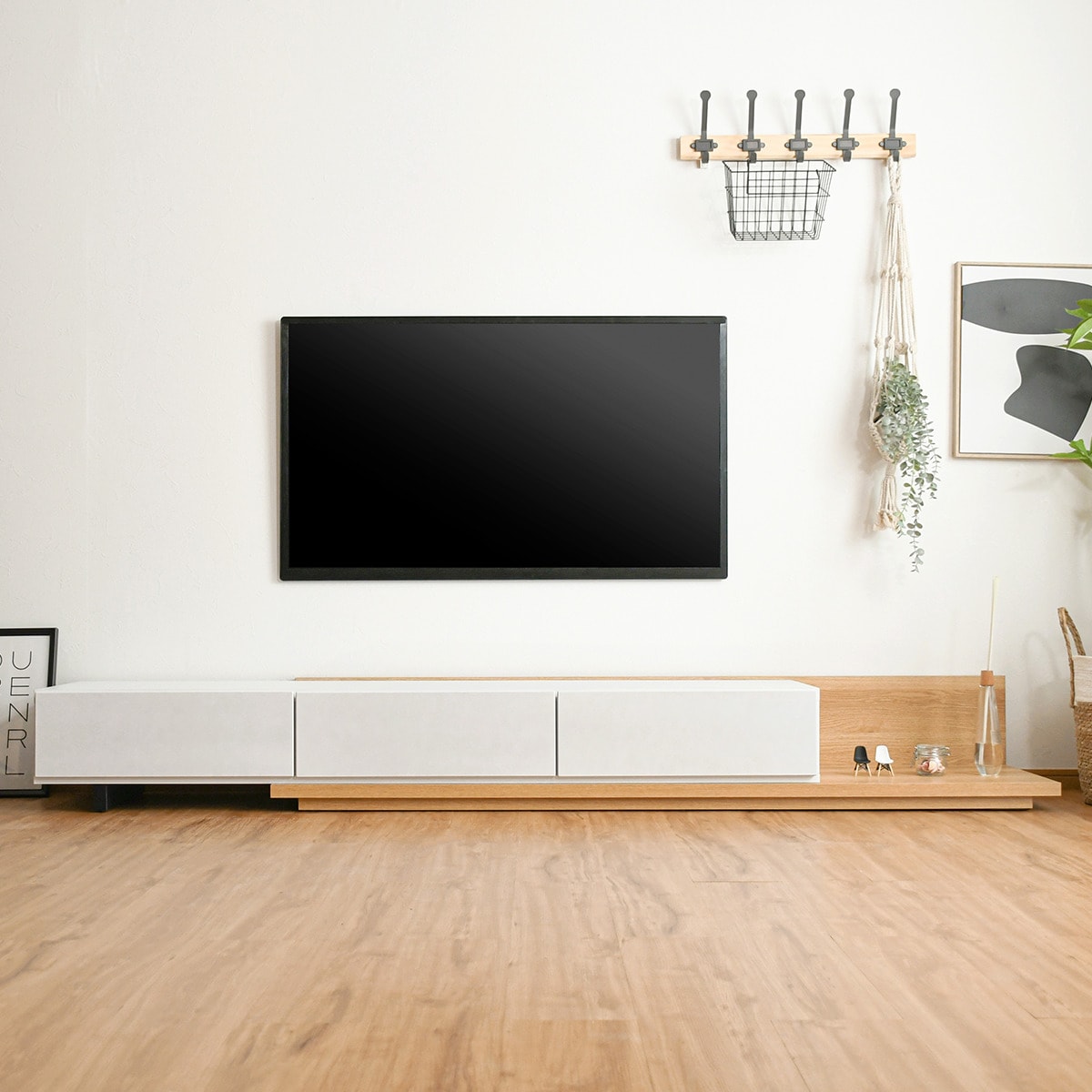 ニトリ テレビボード 伸縮 楽天市場】伸縮ローボード (幅179.5〜300cm GY/BK) ニトリ