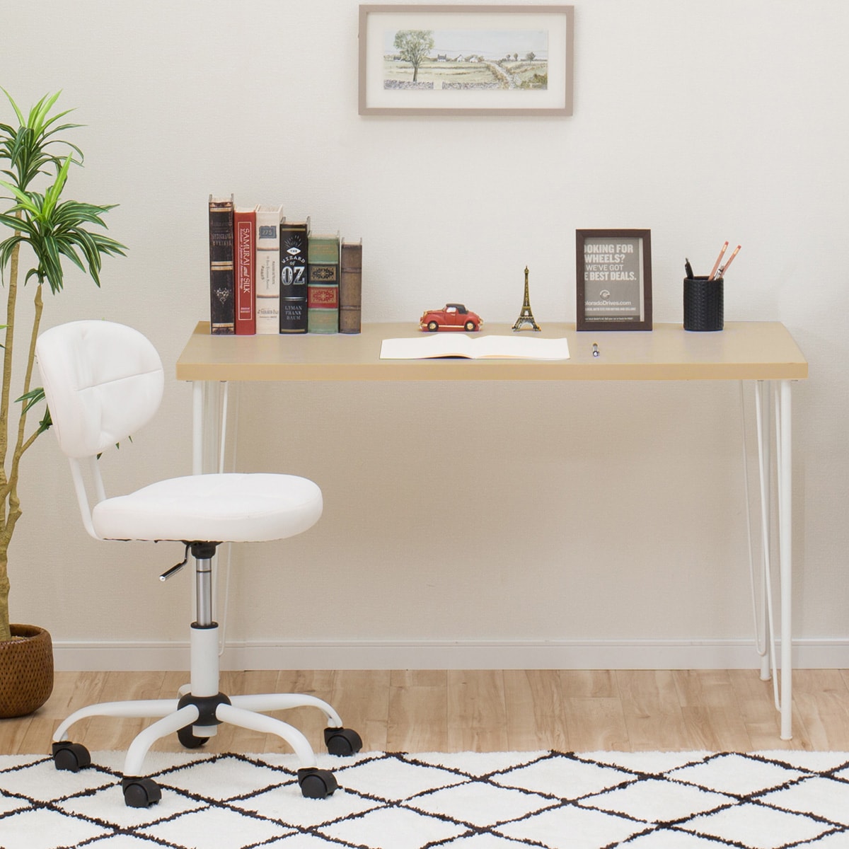 楽天市場 デスクプレフェセット 天板118lbr ワイヤーレッグ69wh ニトリ 玄関先迄納品 1年保証 ニトリ