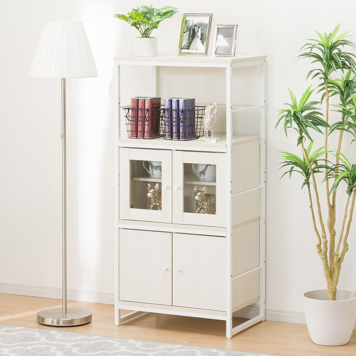 [幅59cm] シェルフ ファルセット (シェルフ1259 WH/ガラスキャビネット36 WH/キャビネットWH) ニトリ 【玄関先迄納品】